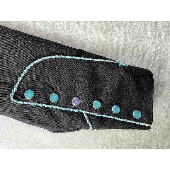Panhandle Slim Pearl Snap Embroidered Womens Button Up Western Black Blue Medium - Picture 7 of 7